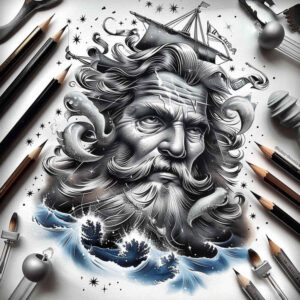 poseidon-art-tattoo – tattoo design ideas free ai generated – hellfire – for-side-torso – Gallery: poseidon-inkby-ai