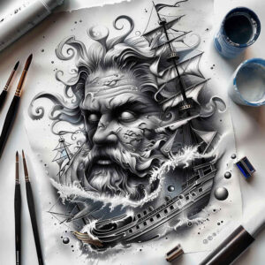 poseidon-sea-tattoo – tattoo design ideas free ai generated – chilling – for-toe – Gallery: poseidon-inkby-ai