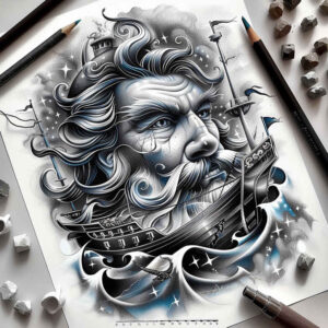 power-god-tattoo – tattoo design ideas free ai generated – menacing – for-side-torso – Gallery: poseidon-inkby-ai