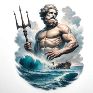 power-god-tattoo – tattoo design ideas free ai generated – sinister – for-lower-chest – Gallery: poseidon-inkby-ai