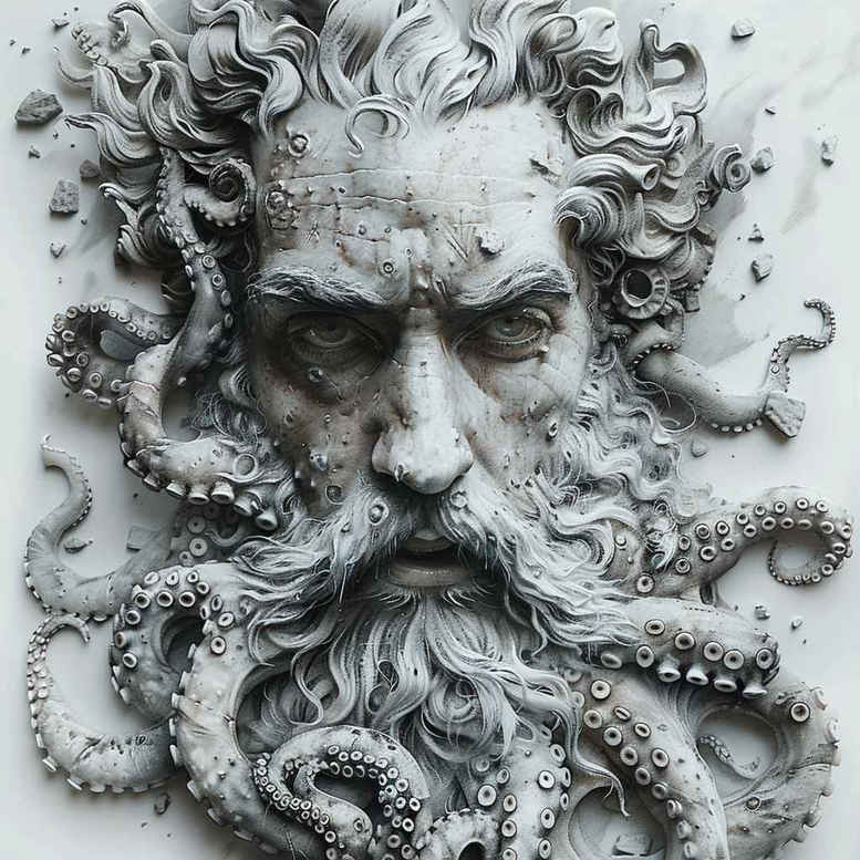 sea-god-tattoo – tattoo design ideas free ai generated – bizarre – for-back-of-neck – Gallery: poseidon-inkby-ai