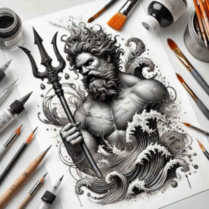 sea-life-god-tattoo – tattoo design ideas free ai generated – hellish – for-heel – Gallery: poseidon-inkby-ai