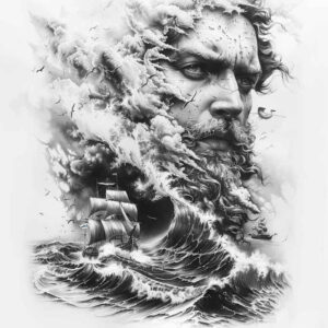 sea-monster-tattoo – tattoo design ideas free ai generated – midnight – for-temple – Gallery: poseidon-inkby-ai