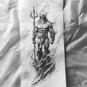 storm-god-tattoo – tattoo design ideas free ai generated – foreboding – for-upper-back – Gallery: poseidon-inkby-ai