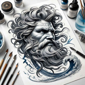 storm-god-tattoo – tattoo design ideas free ai generated – ominous – for-scapula – Gallery: poseidon-inkby-ai
