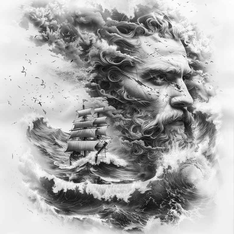 strength-god-tattoo – tattoo design ideas free ai generated – supernatural – for-back-of-neck – Gallery: poseidon-inkby-ai