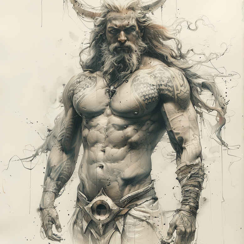 poseidon tattoo design ideas Realism full detail abyssal lord for thigh