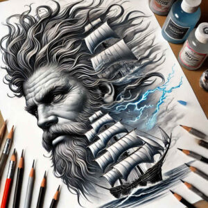 poseidon tattoo design ideas Realism skin realism ancient tide stands for endurance