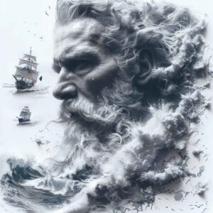 poseidon tattoo design ideas Neotraditional sharp edges blue myth for ankle