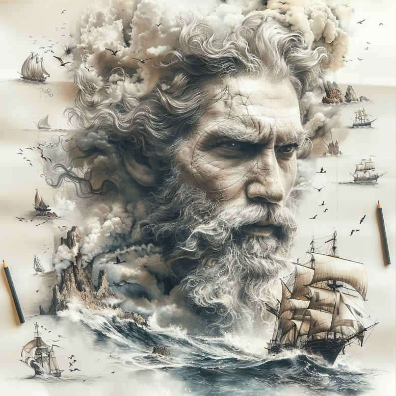 poseidon tattoo design ideas bold color legendary tide for side
