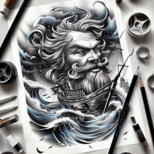 poseidon tattoo design ideas minimalist oceanic strength shows resilience