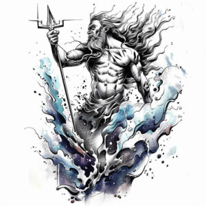 poseidon tattoo design ideas drawing sacred current for upper thigh