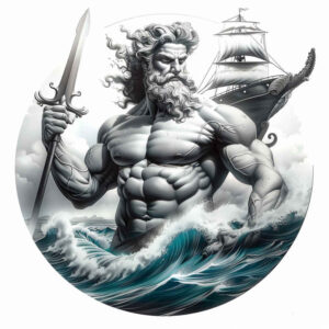 poseidon tattoo design ideas Surrealism phantasm sea god for upper chest