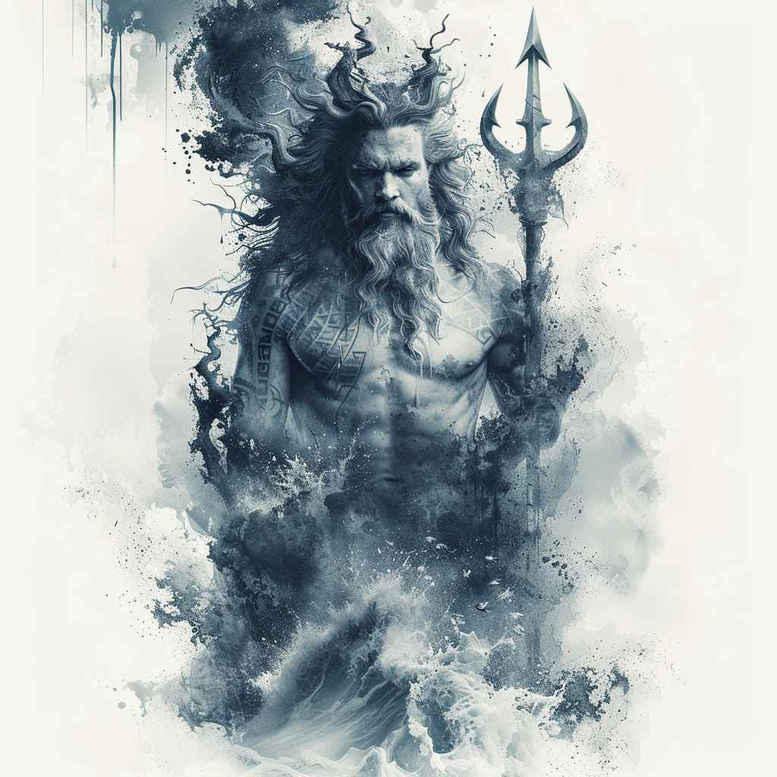 poseidon tattoo design ideas Surrealism disorienting sea vengeance represents determination