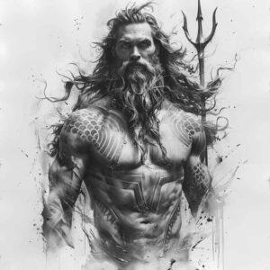poseidon tattoo design ideas layered fill storm master for scapula