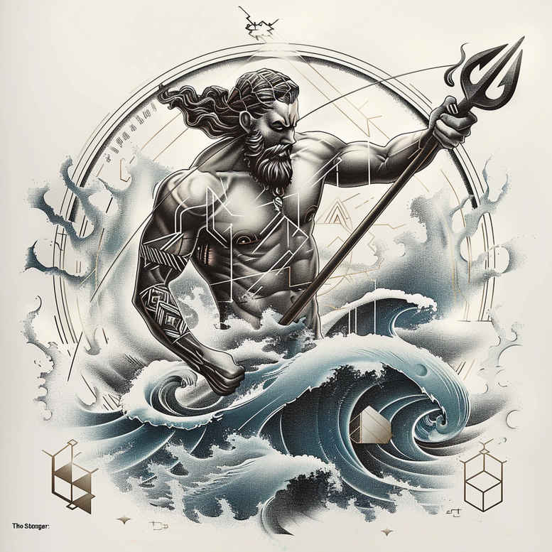 poseidon tattoo design ideas glossy stormy crown for outer arm