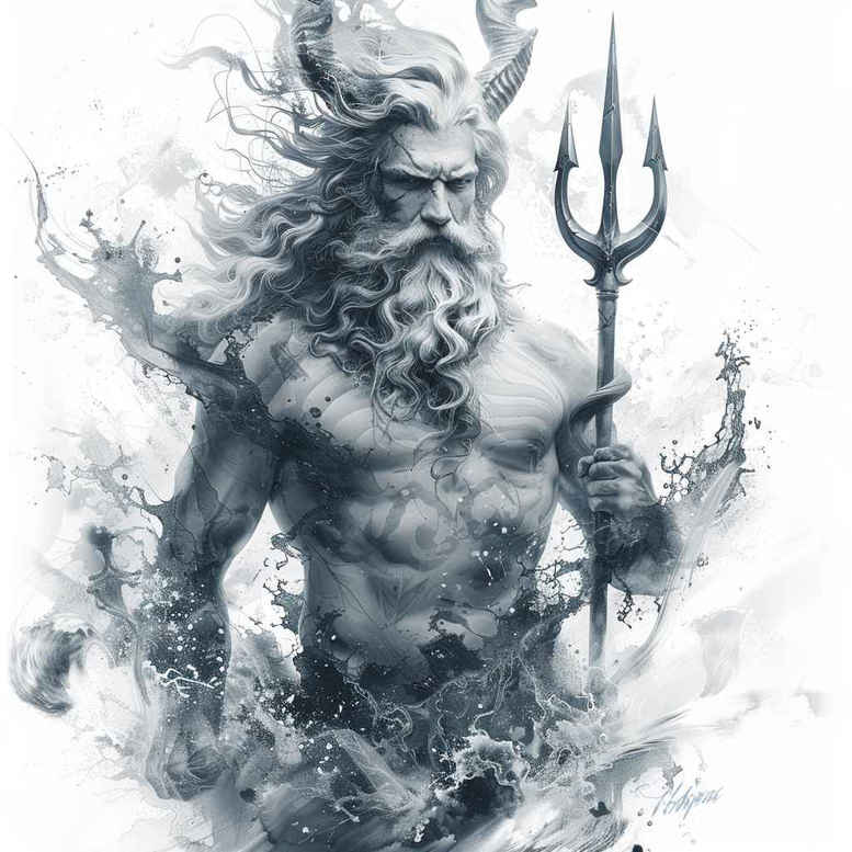 poseidon tattoo design ideas smooth complexion trident aura symbol of determination