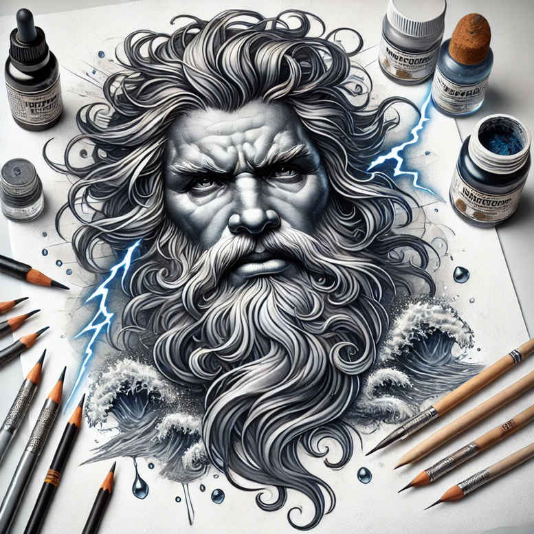 trident-tattoo – tattoo design ideas free ai generated – haunted – for-upper-arm – Gallery: poseidon-inkby-ai