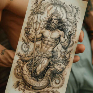 water-protector-tattoo – tattoo design ideas free ai generated – undead – for-full-back – Gallery: poseidon-inkby-ai