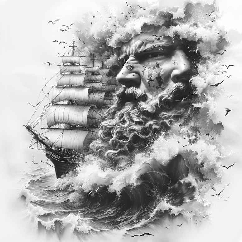 wave-god-tattoo – tattoo design ideas free ai generated – cobweb – for-hip – Gallery: poseidon-inkby-ai