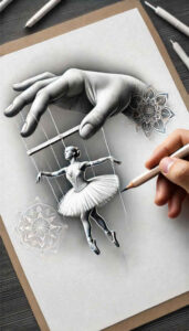 puppet-theater-neotraditional-contoured-forms-for-temple – tattoo design ideas free ai generated – Gallery: puppets-inkby-ai