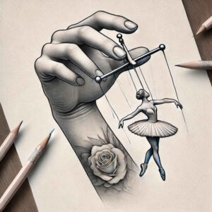 puppets-with-mystical-symbol-neotraditional-enhanced-shading-for-elbow – tattoo design ideas free ai generated – Gallery: puppets-inkby-ai