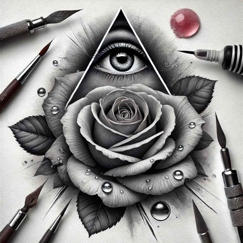 3d-rose-tattoo – tattoo design ideas free ai generated – unembellished – for-foot – Gallery: roses-inkby-ai