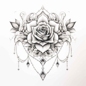 abstract-rose-tattoo – tattoo design ideas free ai generated – precise – for-lower-back – Gallery: roses-inkby-ai