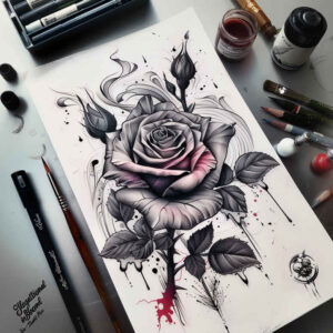 abstract-rose-tattoo – tattoo design ideas free ai generated – silent – for-triceps – Gallery: roses-inkby-ai