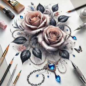 artistic-rose-tattoo – tattoo design ideas free ai generated – soft-touch – for-biceps – Gallery: roses-inkby-ai