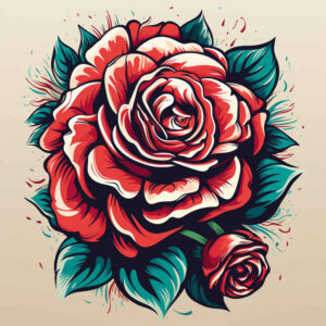 bold-contour-rose-tattoo – tattoo design ideas free ai generated – dotwork – for-upper-chest – Gallery: roses-inkby-ai