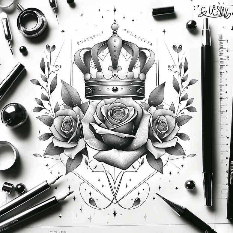 bold-contour-rose-tattoo – tattoo design ideas free ai generated – no-excess – for-sternum – Gallery: roses-inkby-ai