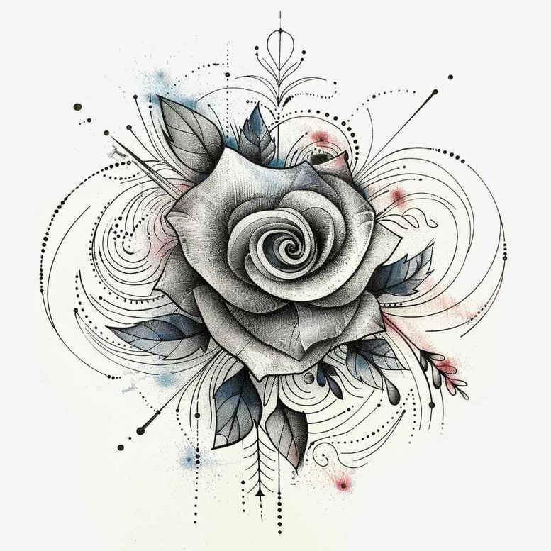 bold-contour-rose-tattoo – tattoo design ideas free ai generated – short-stroke – for-elbow – Gallery: roses-inkby-ai
