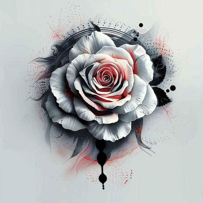 colorful-rose-tattoo – tattoo design ideas free ai generated – airy – for-collarbone – Gallery: roses-inkby-ai