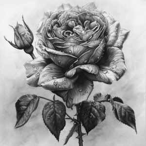 colorful-rose-tattoo – tattoo design ideas free ai generated – clean-stroke – for-calf – Gallery: roses-inkby-ai