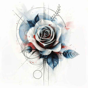 colorful-rose-tattoo – tattoo design ideas free ai generated – negative-space – for-temple – Gallery: roses-inkby-ai