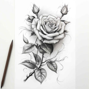 colorful-rose-tattoo – tattoo design ideas free ai generated – pure-shape – for-shoulder-blade – Gallery: roses-inkby-ai