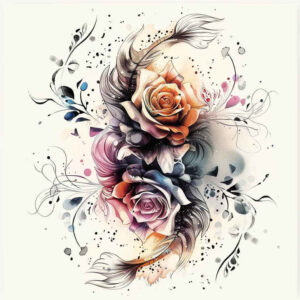 colorful-rose-tattoo – tattoo design ideas free ai generated – whisper-line – for-spine – Gallery: roses-inkby-ai
