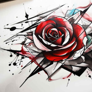 delicate-rose-tattoo – tattoo design ideas free ai generated – short-stroke – for-sternum – Gallery: roses-inkby-ai