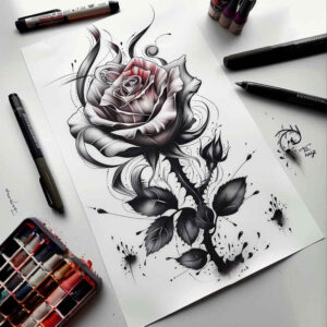 delicate-rose-tattoo – tattoo design ideas free ai generated – ultra-thin – for-lower-arm – Gallery: roses-inkby-ai