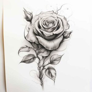 energy-rose-tattoo – tattoo design ideas free ai generated – airy-touch – for-abdomen – Gallery: roses-inkby-ai