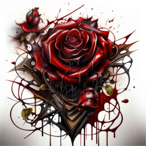 energy-rose-tattoo – tattoo design ideas free ai generated – few-strokes – for-knee – Gallery: roses-inkby-ai