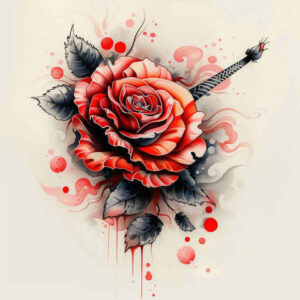 energy-rose-tattoo – tattoo design ideas free ai generated – thin-line – for-shoulder – Gallery: roses-inkby-ai