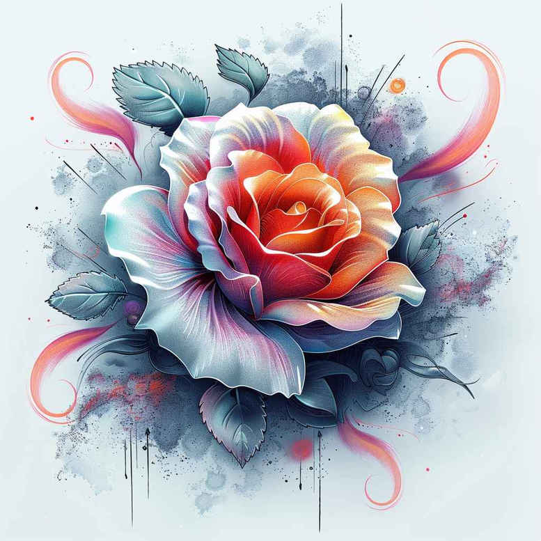 energy-rose-tattoo – tattoo design ideas free ai generated – ultra-thin – for-lower-chest – Gallery: roses-inkby-ai