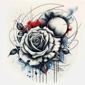 expression-rose-tattoo – tattoo design ideas free ai generated – clear-edge – for-lower-chest – Gallery: roses-inkby-ai