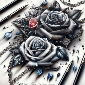 expression-rose-tattoo – tattoo design ideas free ai generated – micro-art – for-upper-back – Gallery: roses-inkby-ai