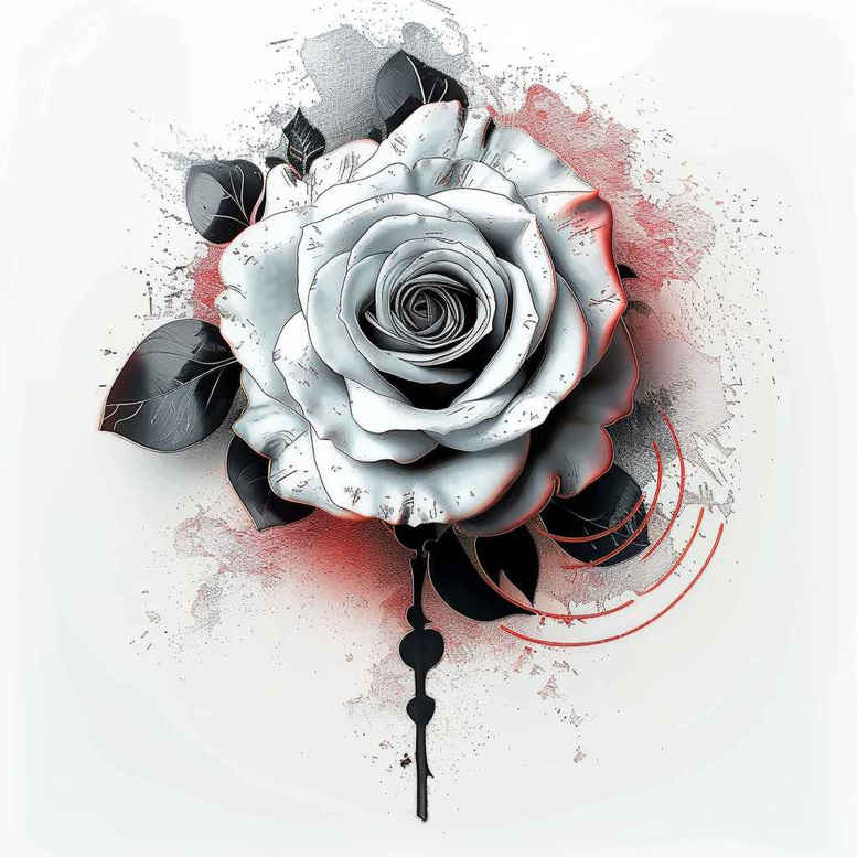 fine-line-rose-tattoo – tattoo design ideas free ai generated – crisp-outline – for-back-of-neck – Gallery: roses-inkby-ai