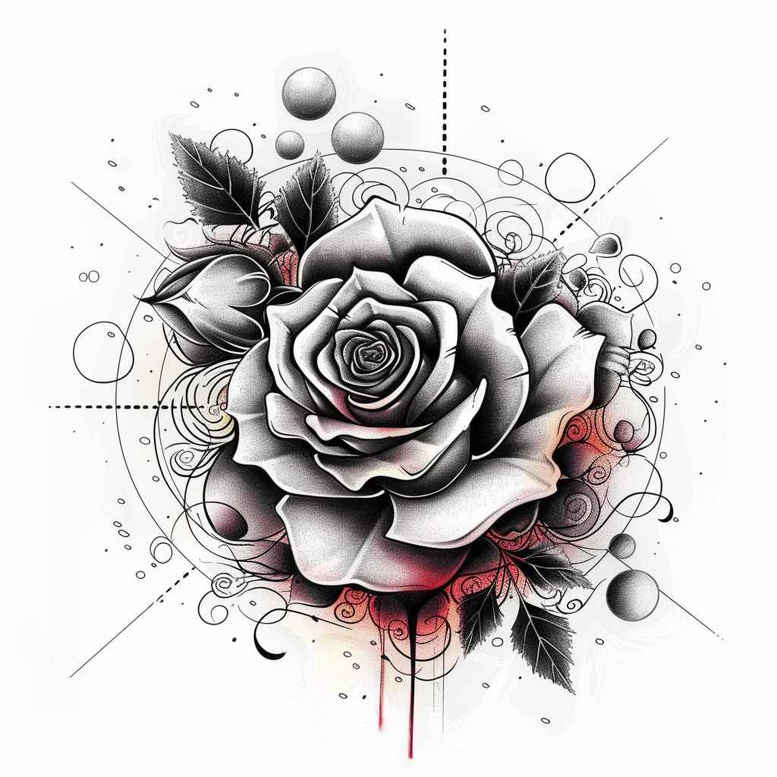 fine-line-rose-tattoo – tattoo design ideas free ai generated – micro-symbol – for-temple – Gallery: roses-inkby-ai