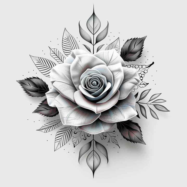 for-women – tattoo design ideas free ai generated – no-shading – for-chest – Gallery: roses-inkby-ai