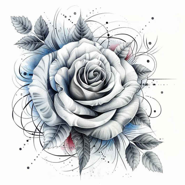 geometric-rose-tattoo – tattoo design ideas free ai generated – miniature – for-fingers – Gallery: roses-inkby-ai